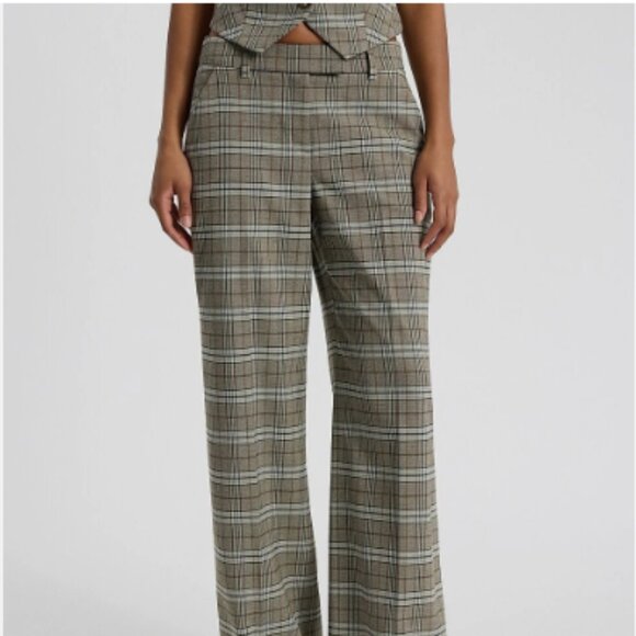 Editor Plaid Mid Rise Trouser Pant - Picture 1 of 10